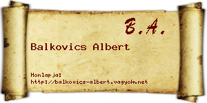 Balkovics Albert névjegykártya